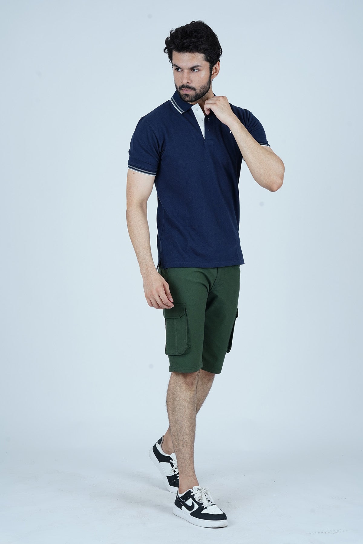 Men's Space Blue Cotton Polo Shirt - CrossFitters