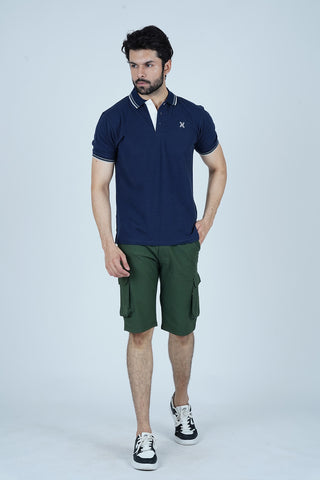 Men's Space Blue Cotton Polo Shirt - CrossFitters