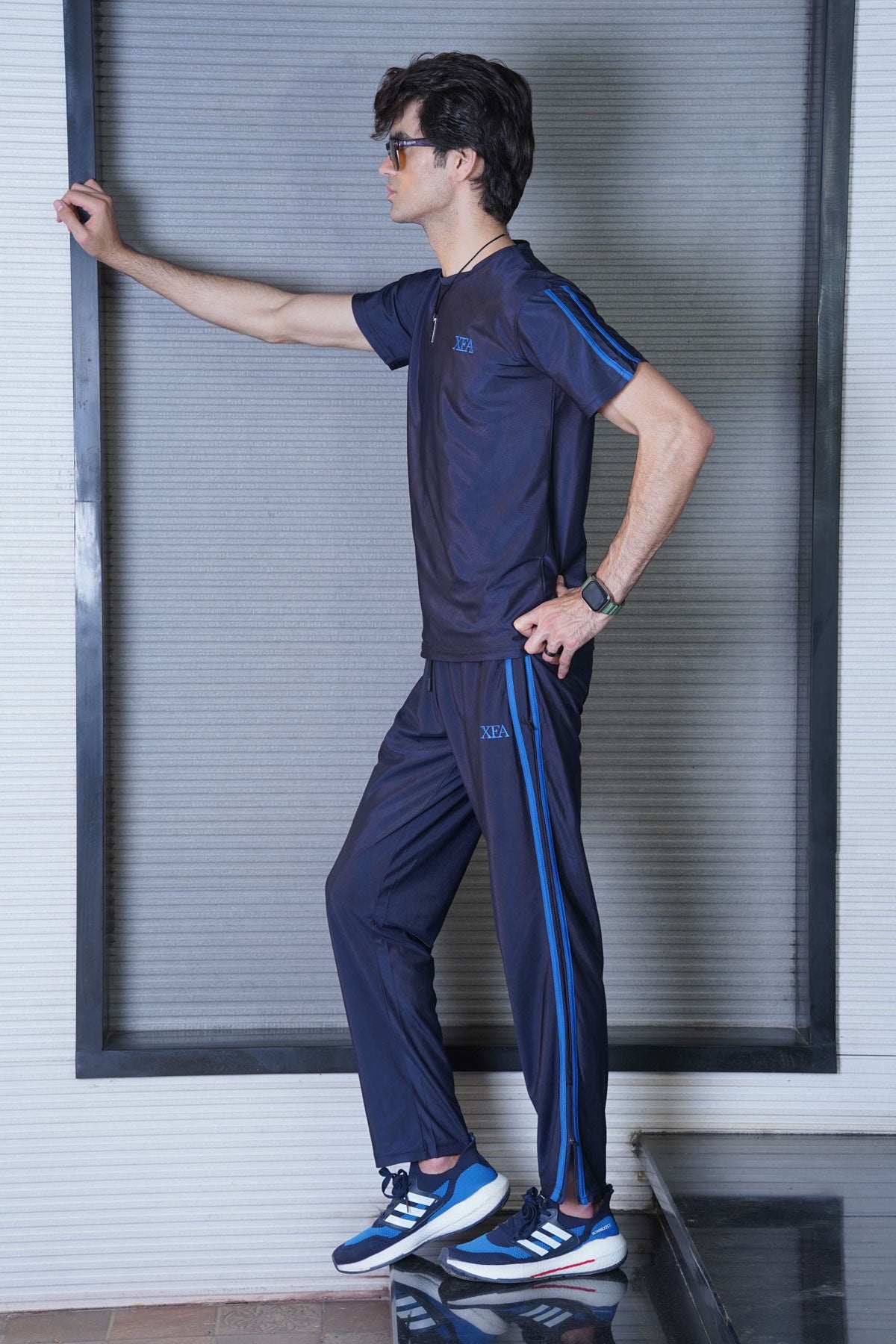 Men's Stripped Blue Polyester T-Shirt - CrossFitters