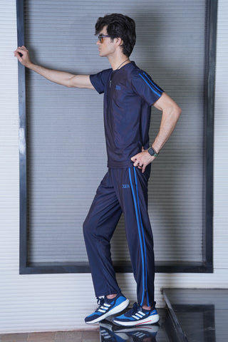 Men's Stripped Blue Polyester T-Shirt - CrossFitters