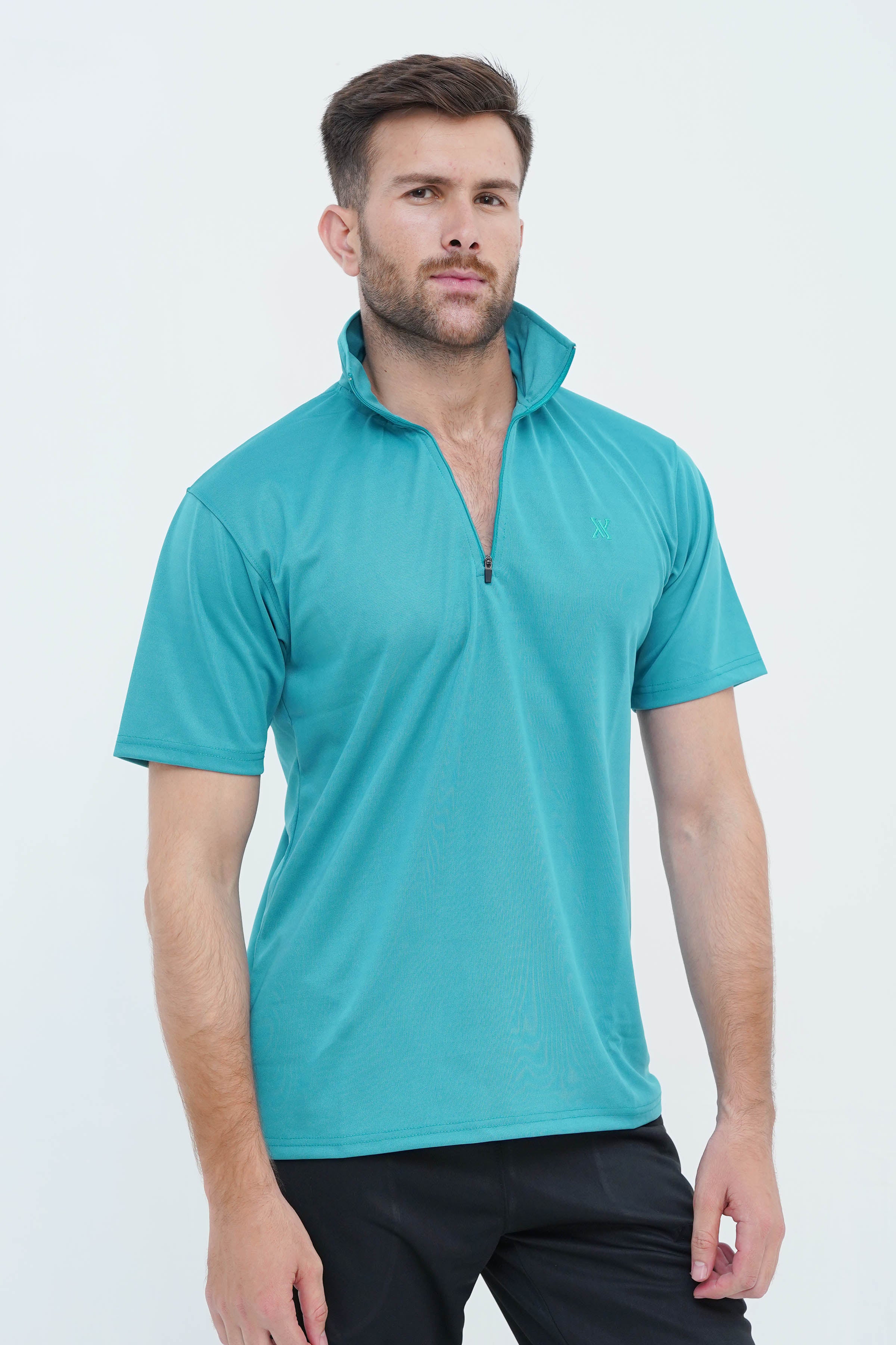 Men's Teal Polyester Polo Shirt - CrossFitters