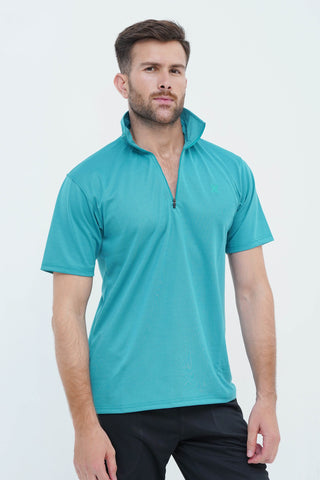 Men's Teal Polyester Polo Shirt - CrossFitters
