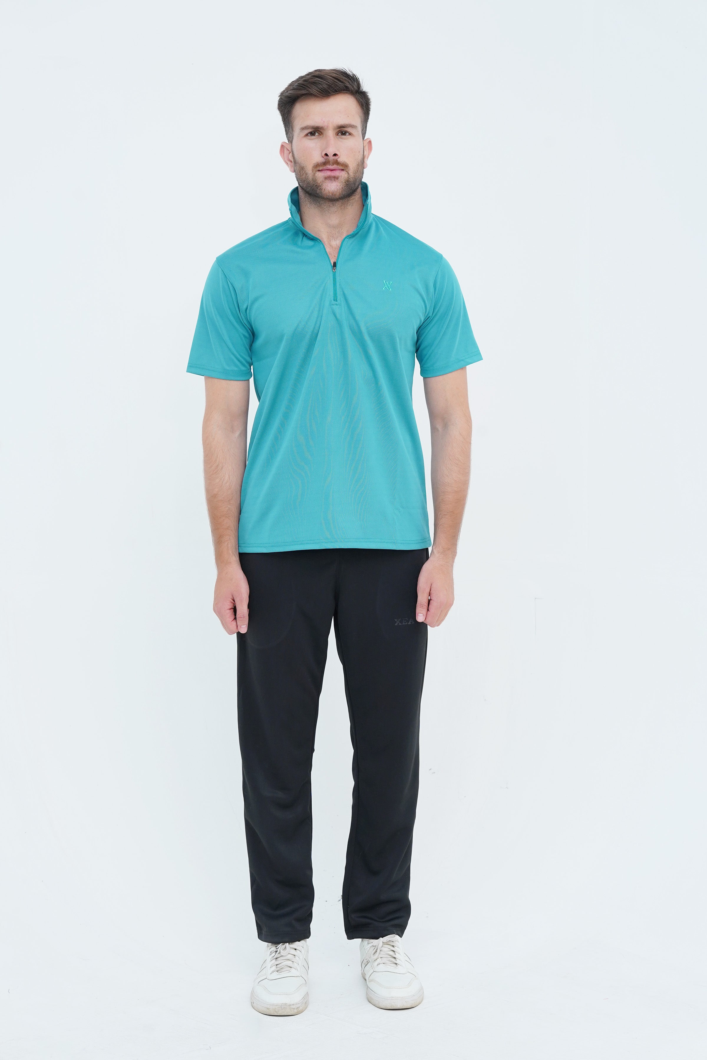 Men's Teal Polyester Polo Shirt - CrossFitters