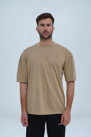 Unisex Beige Cotton Oversized T-Shirt - CrossFitters