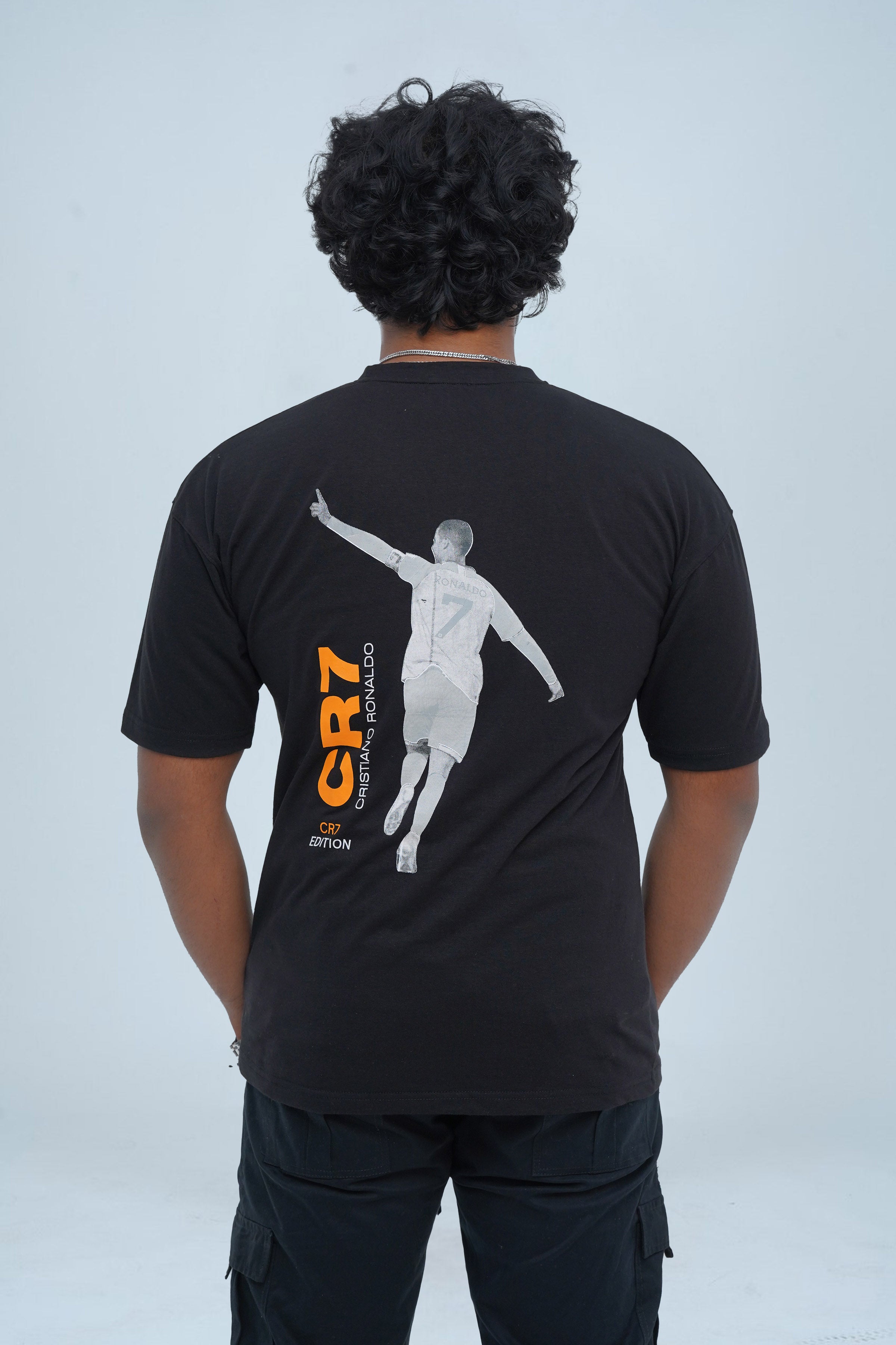 Unisex CR7 Black Cotton Oversized T-Shirt - CrossFitters