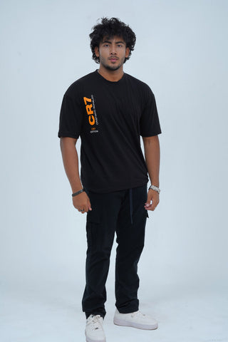 Unisex CR7 Black Cotton Oversized T-Shirt - CrossFitters