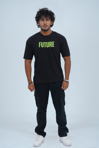 Unisex Future Black Cotton Oversized T-Shirt - CrossFitters