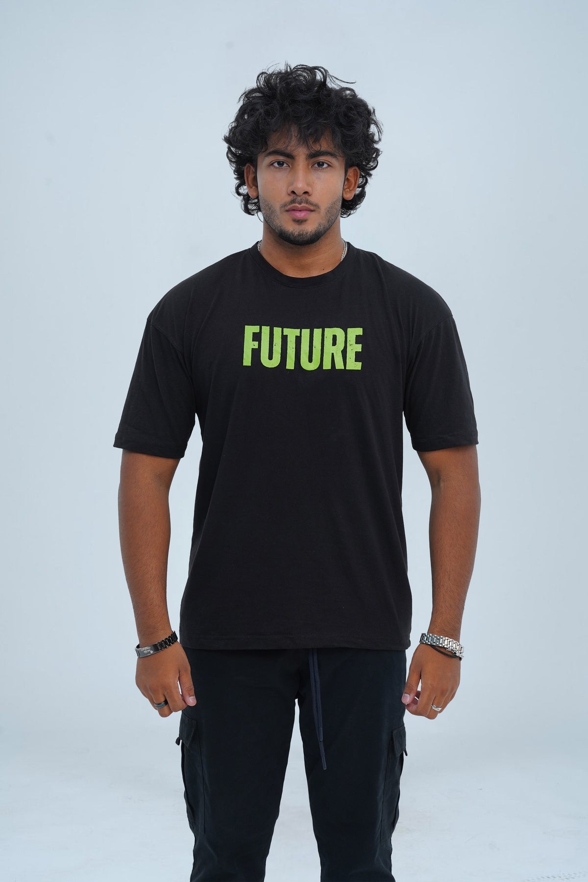Unisex Future Black Cotton Oversized T-Shirt - CrossFitters