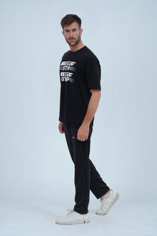 Unisex Jet Black Cotton Oversized T-Shirt - CrossFitters