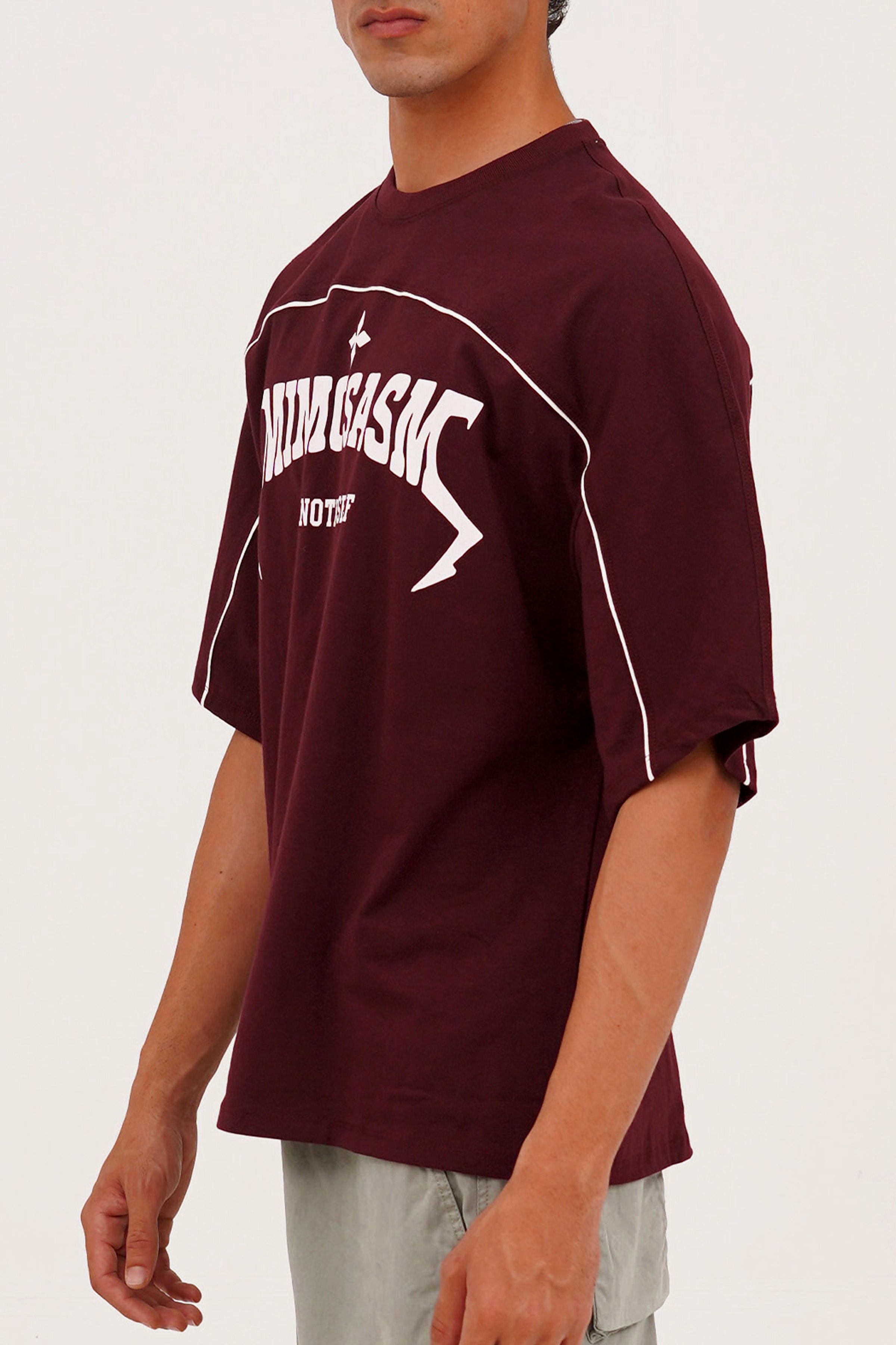 Unisex Maroon Cotton Oversized T-Shirt - CrossFitters
