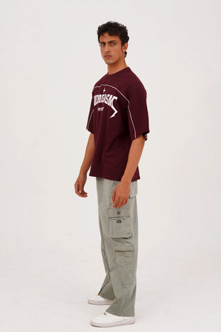 Unisex Maroon Cotton Oversized T-Shirt - CrossFitters