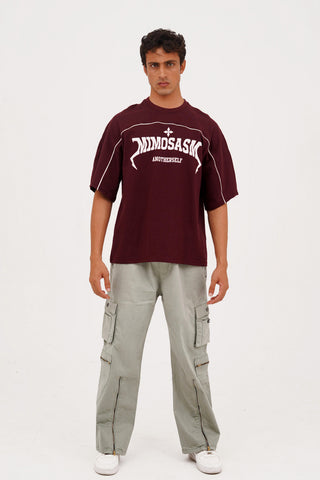 Unisex Maroon Cotton Oversized T-Shirt - CrossFitters