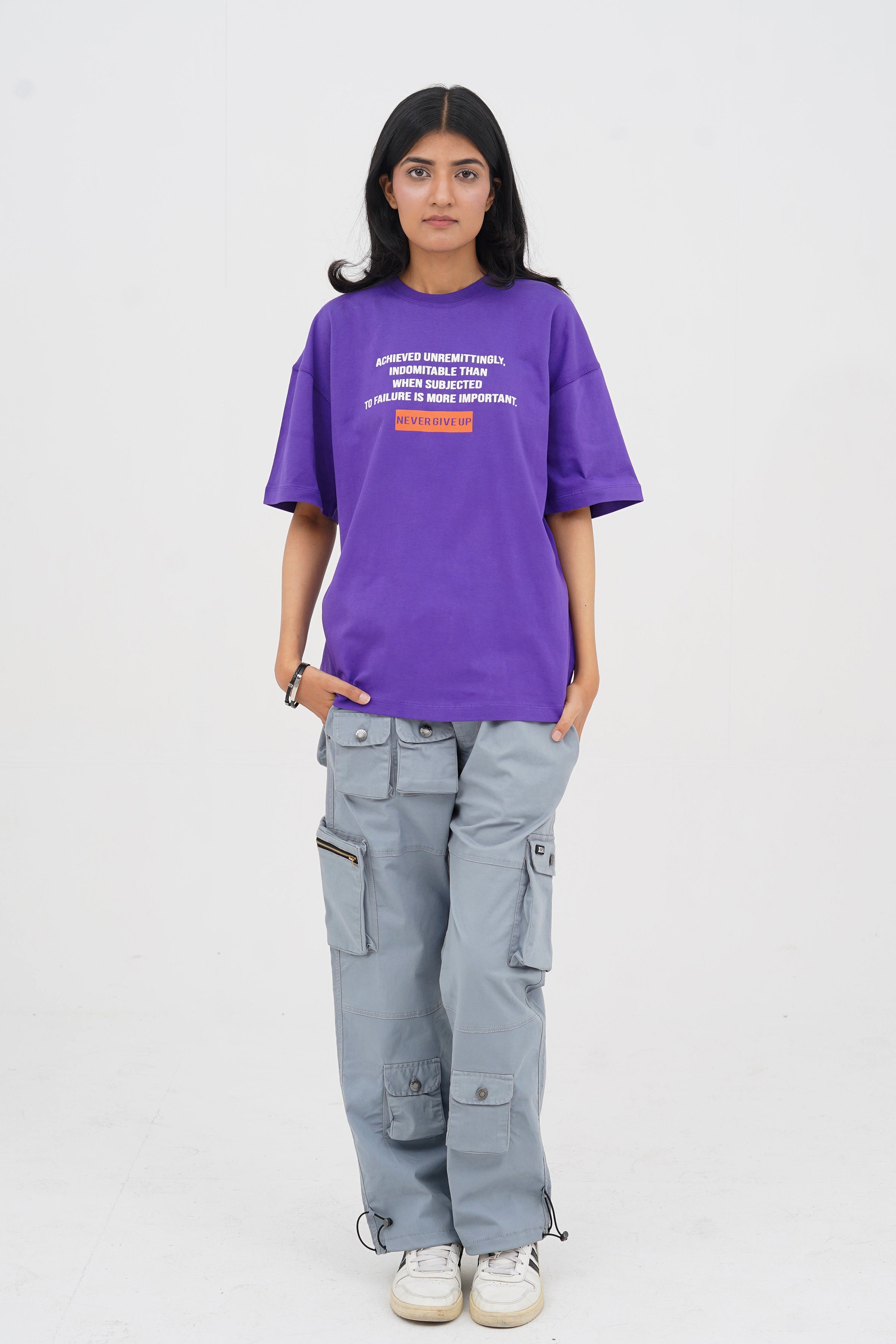 Unisex Purple Cotton Oversized T-Shirt - CrossFitters