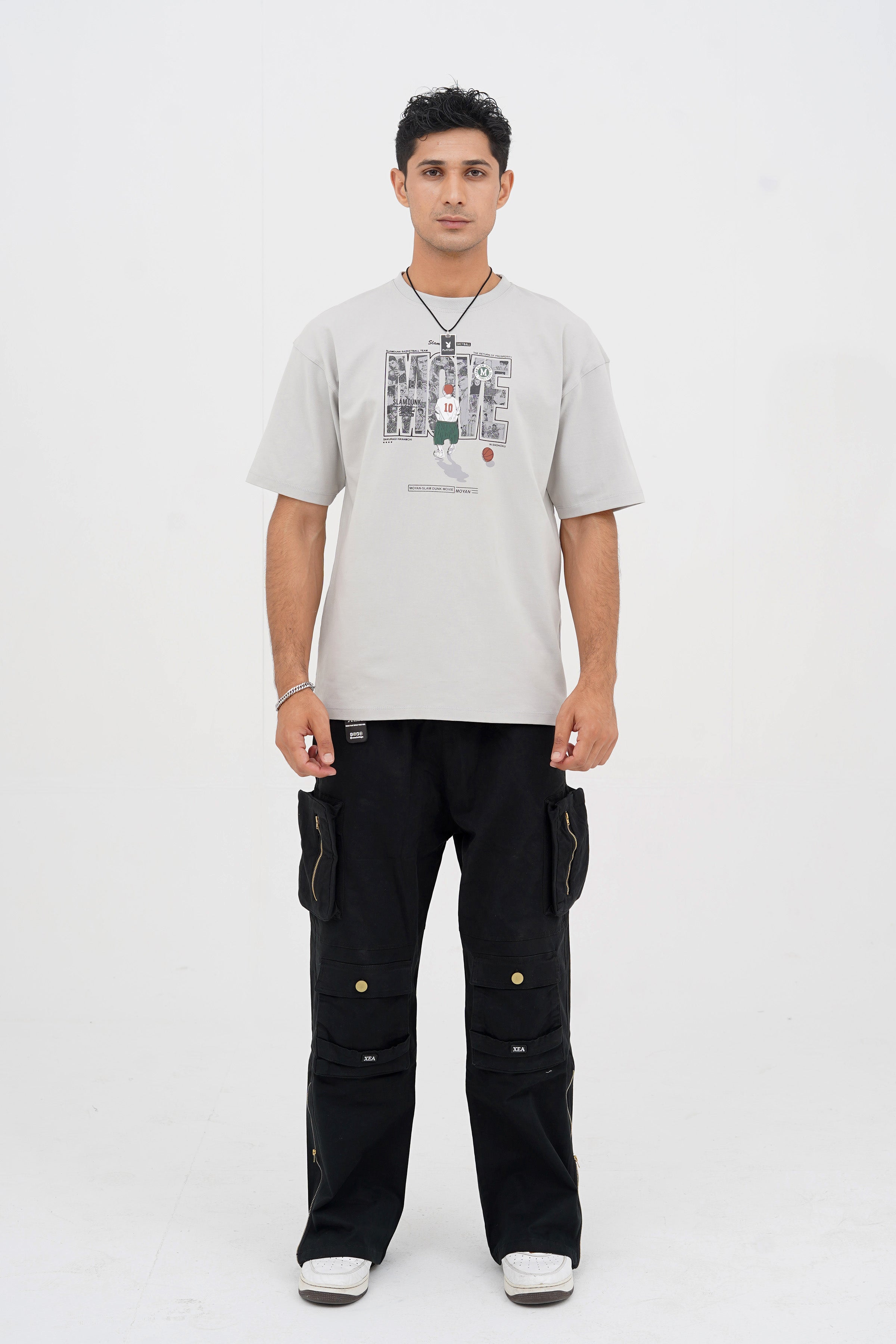 X Basketball Light Grey Oversized T-Shirt  - CrossFitters